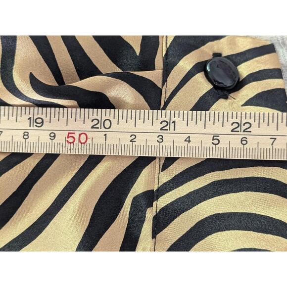 Joan Leslie Women's Blouse 10 Zebra Print Satin Button Up Workwear Vintage Style - Picture 14 of 15